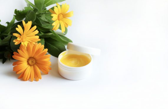 Ringelblumencreme und Ringelblume.