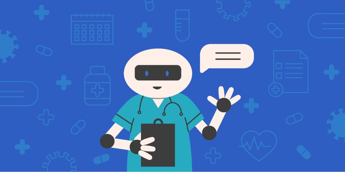 Medizinischer Chatbot auf farbigem Hintergrund