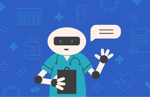 Medizinischer Chatbot auf farbigem Hintergrund